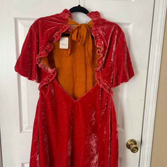 NWT Free People Medium Gum Drop Mini Dress Red / Tangerine - Picture 5 of 6